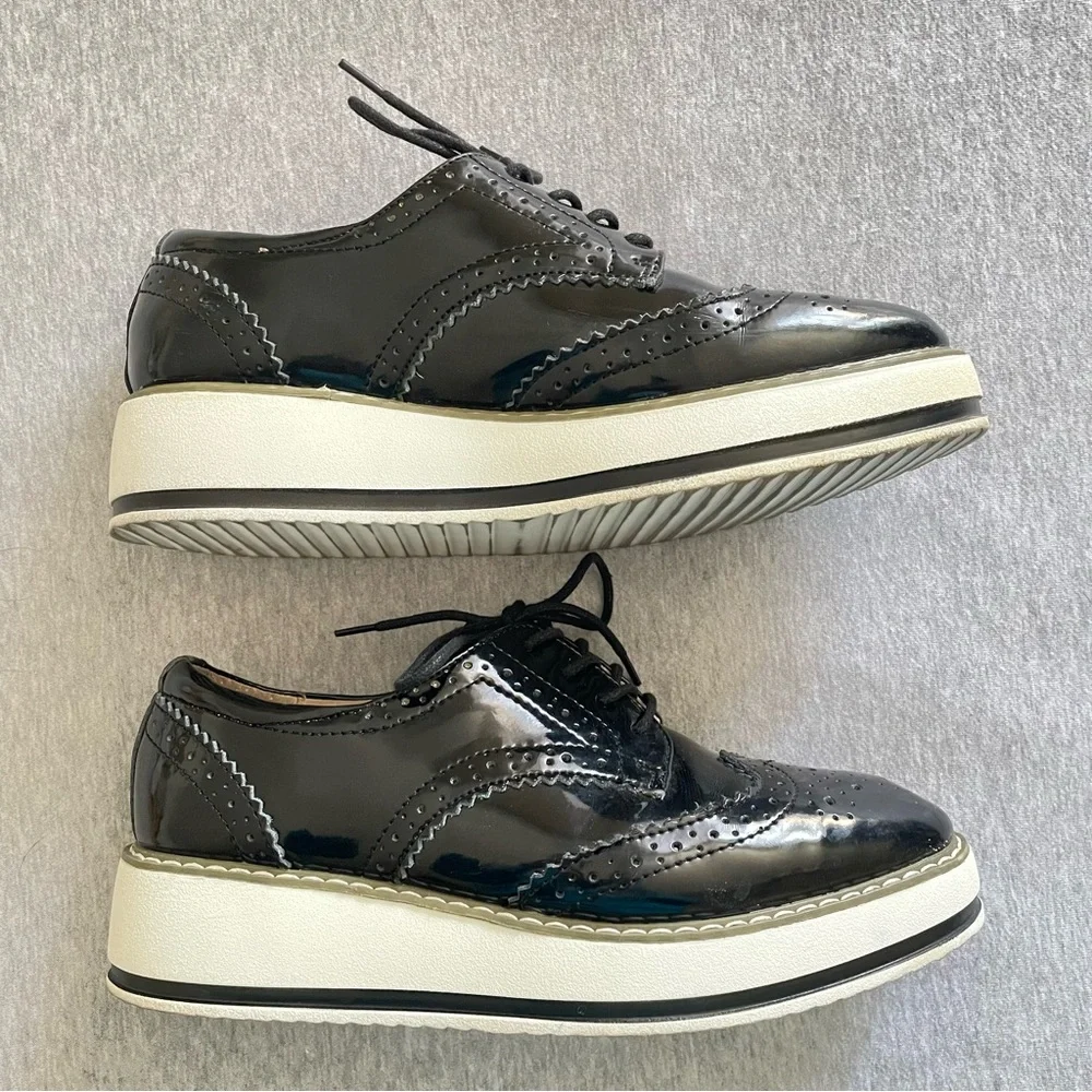 Dadawen Women’s US10 EU40 Black Oxford Platform Lace Up Shoes